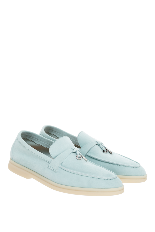 Loro Piana summer charms women's light blue nubuck walking loafers with a contrast sole 176422 - photo 3