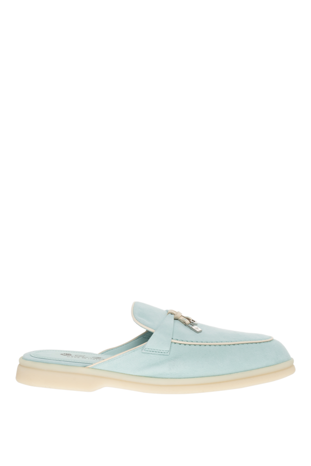 Loro Piana women's charms walk babouche blue mules with contrast sole 176423 - photo 1