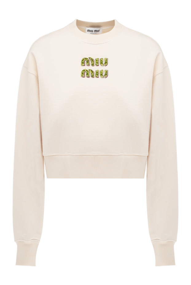 Miu Miu woman cotton hoodie for women, beige buy with prices and photos 176449 - photo 1