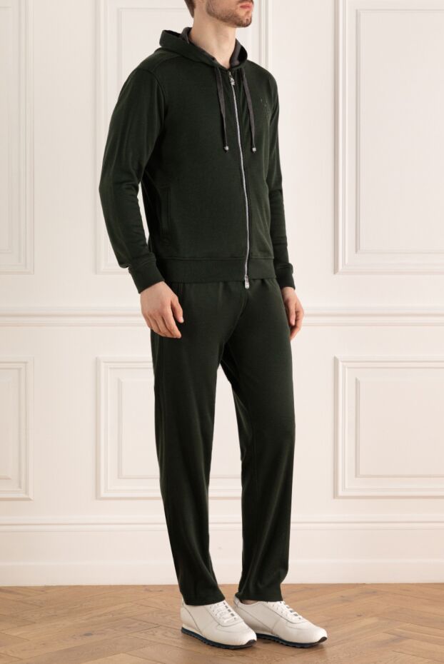 Billionaire men's green suit with a hoodie and trousers made of soft knitwear 176467 - photo 3