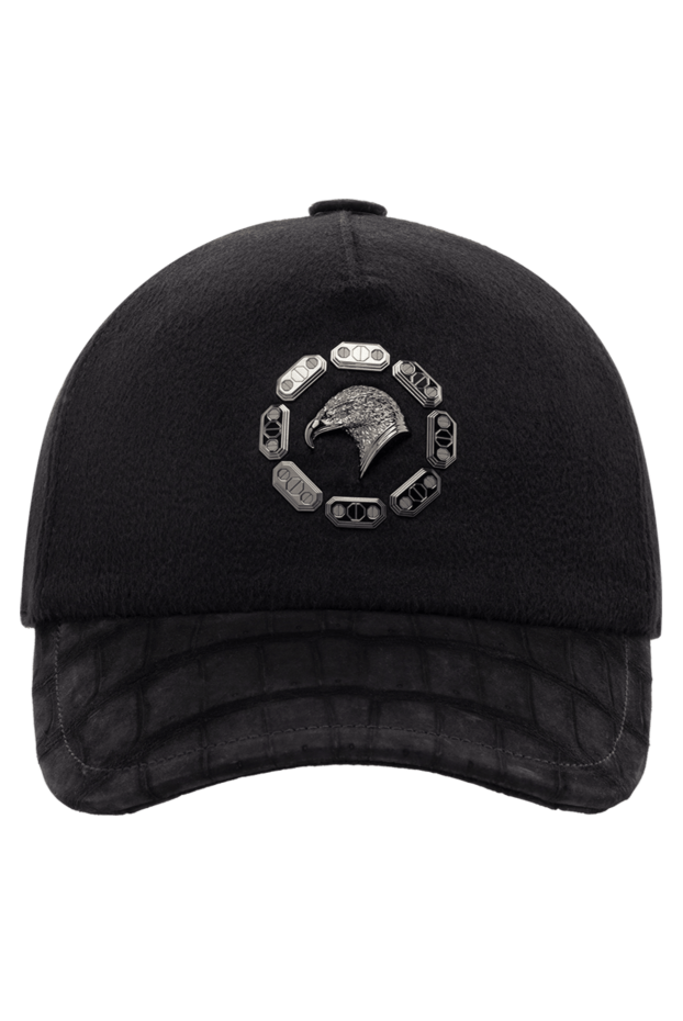 Stefano Ricci men's cashmere and crocodile leather cap black 176469 - photo 1