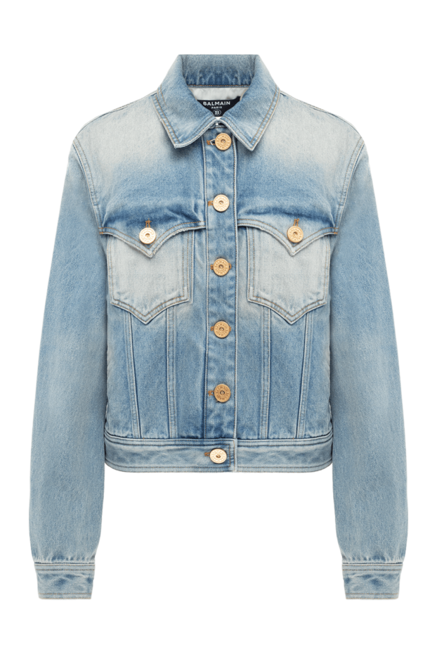 Balmain жіночі жіноча джинсова куртка синього кольору з бавовни купити фото з цінами 176485 - фото 1