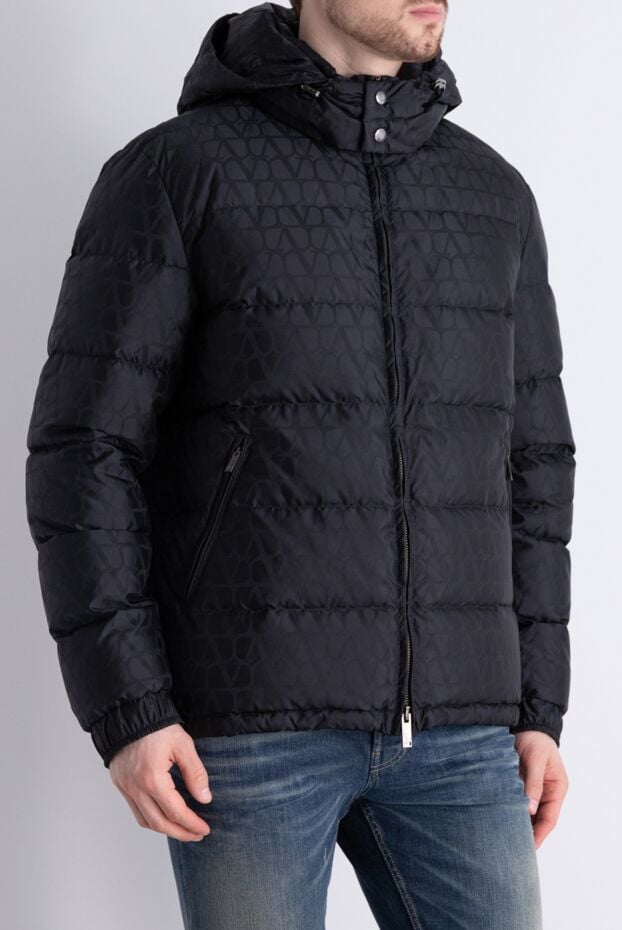 Valentino men's black down jacket with a hood in a quilted design and light insulation 176508 - photo 3
