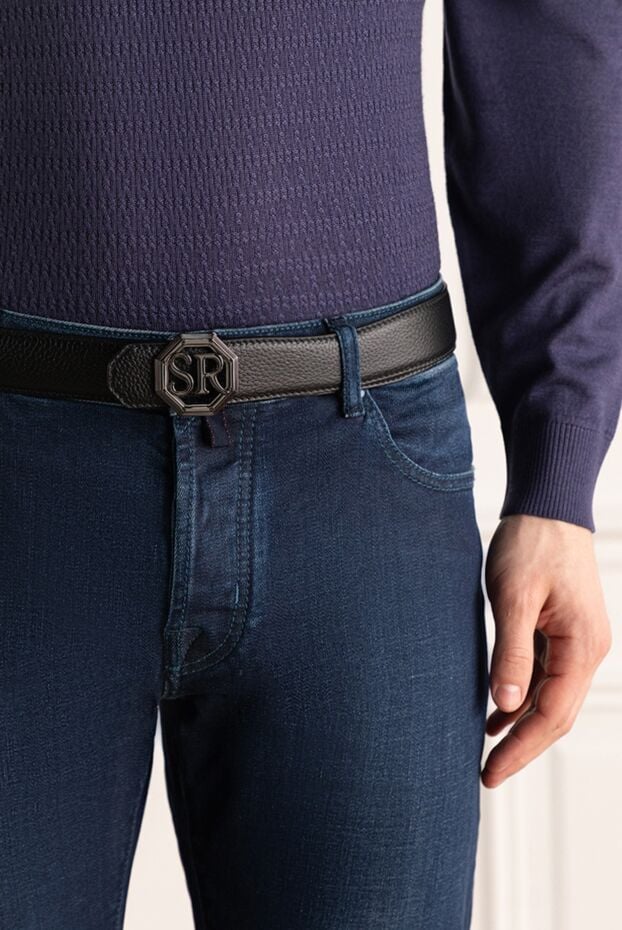 Leather belt for men brown - photo 2