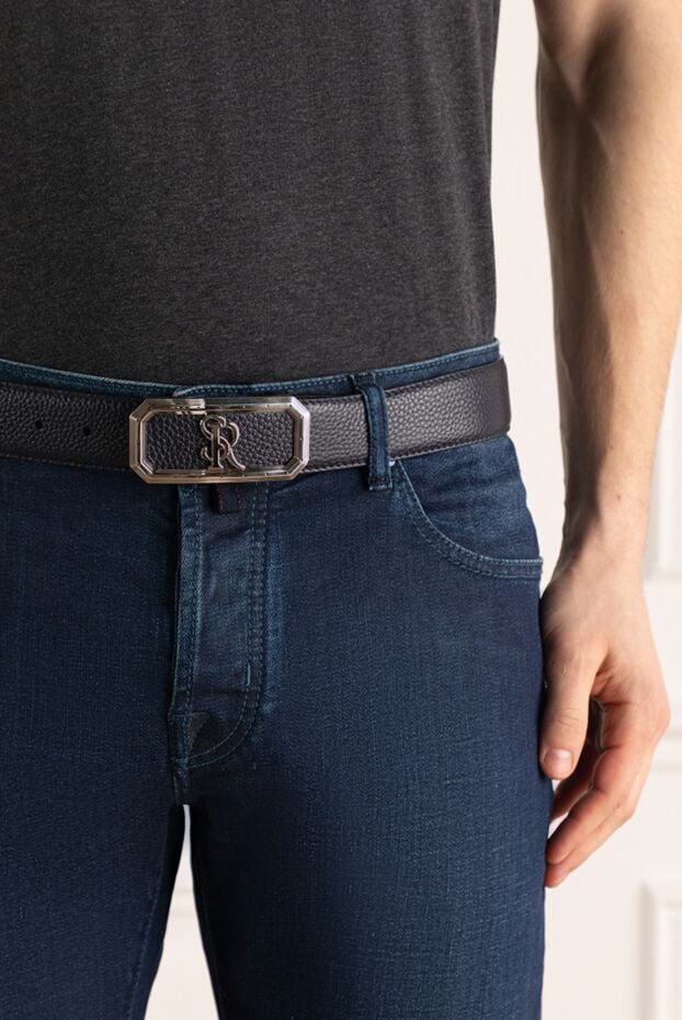 Stefano Ricci men's leather belt with octagonal silver monogram buckle 176549 - photo 2