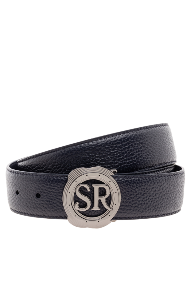 Stefano Ricci men's dark blue leather belt with a decorative matte buckle 176551 - photo 1
