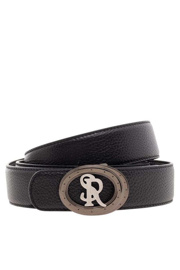 Stefano Ricci men's black leather belt with a blacked-out monogram 176553 - photo 1