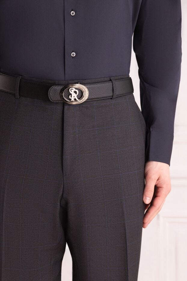 Stefano Ricci men's black leather belt with a blacked-out monogram 176553 - photo 2