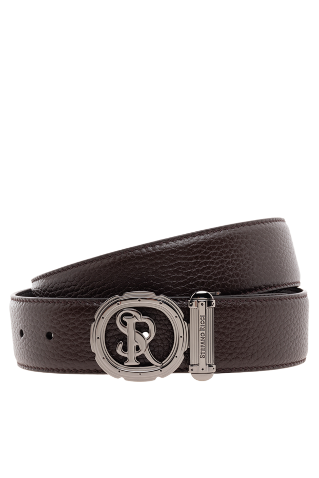 Stefano Ricci men's brown leather belt with a round carved buckle 176555 - photo 1