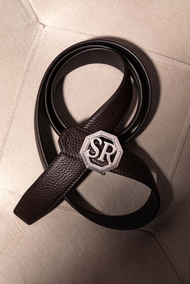 Stefano Ricci men's brown leather belt with octagonal monogram 176562 - photo 2