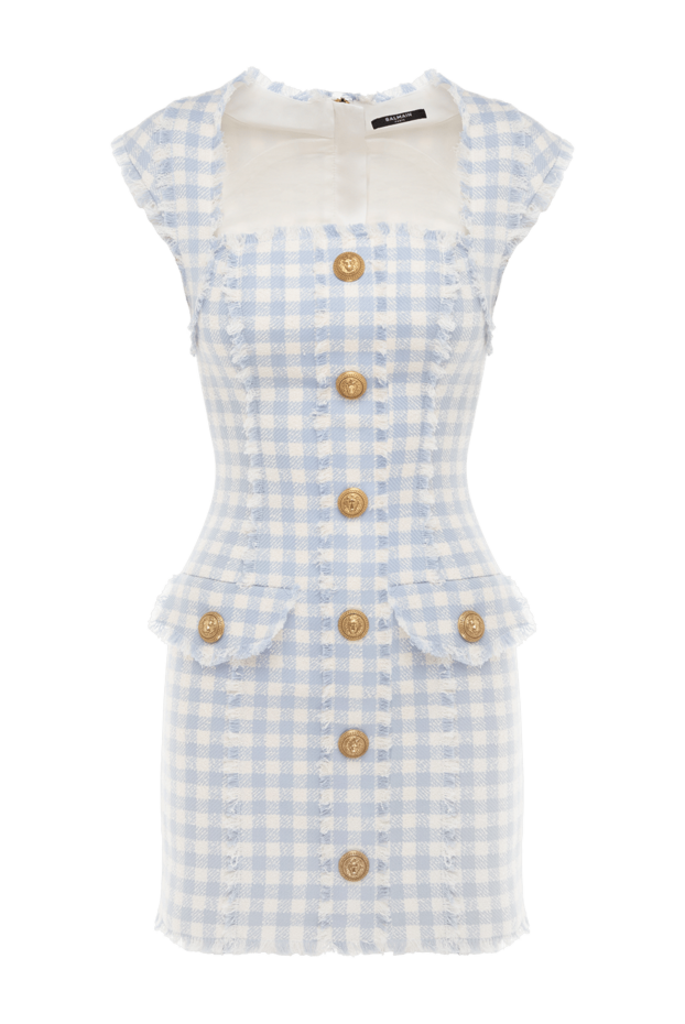 Balmain сукня з бавовни та поліаміду блакитна 176587 - фото 1