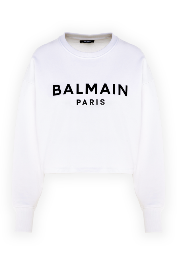 Balmain женские худи из хлопка женское белое купить с ценами и фото 176600 - фото 1