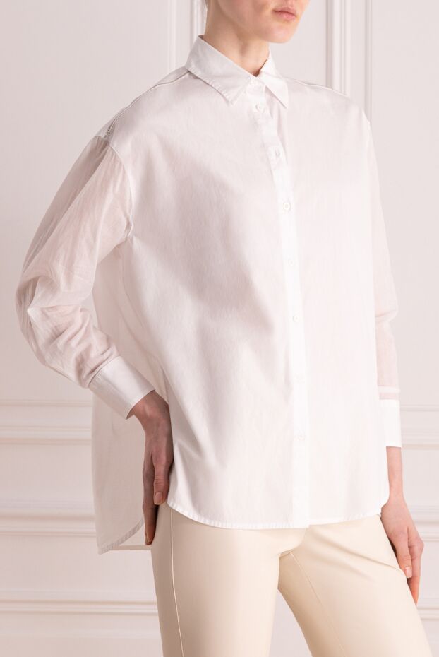Peserico women's white cotton and elastane shirt 176621 - photo 3