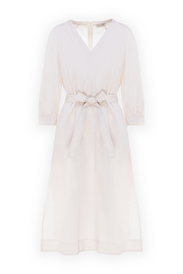 Peserico women's white linen midi dress with a bow belt 176627 - photo 1