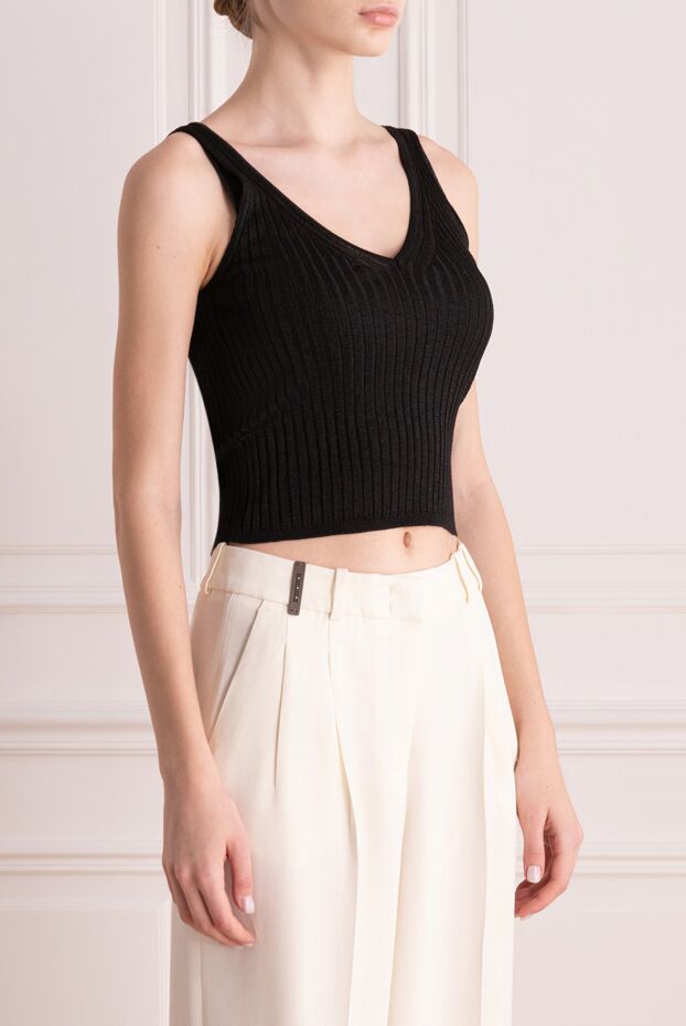 Peserico black knitted top with ribbed texture 176638 - photo 3