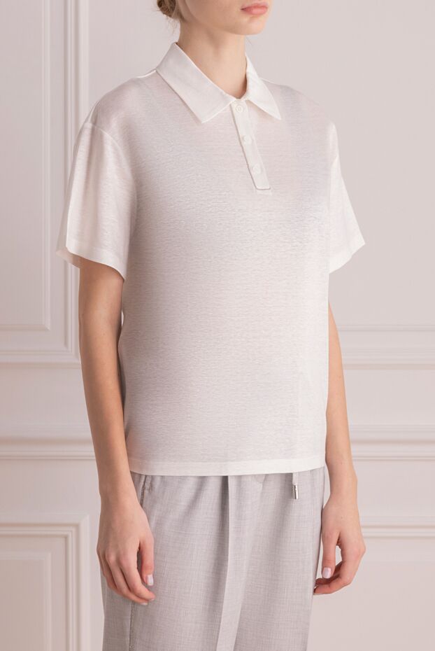 Peserico women's white cotton and linen polo 176639 - photo 3