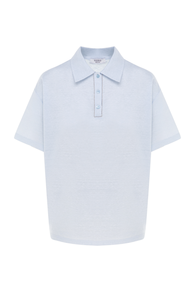 Peserico women's blue cotton and linen polo shirt 176641 - photo 1
