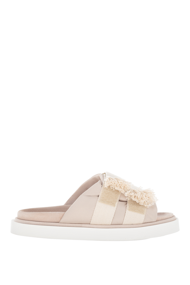 Peserico women's beige suede and nylon flip flops 176652 - photo 1