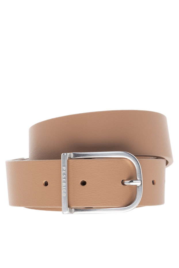 Peserico classic beige leather belt with metal buckle 176654 - photo 1