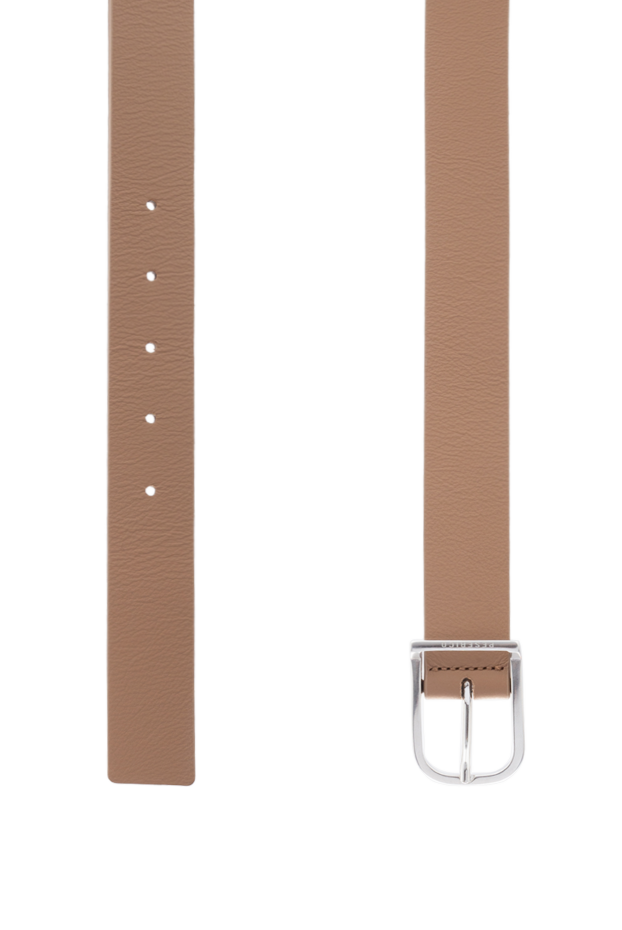 Peserico classic beige leather belt with metal buckle 176654 - photo 3