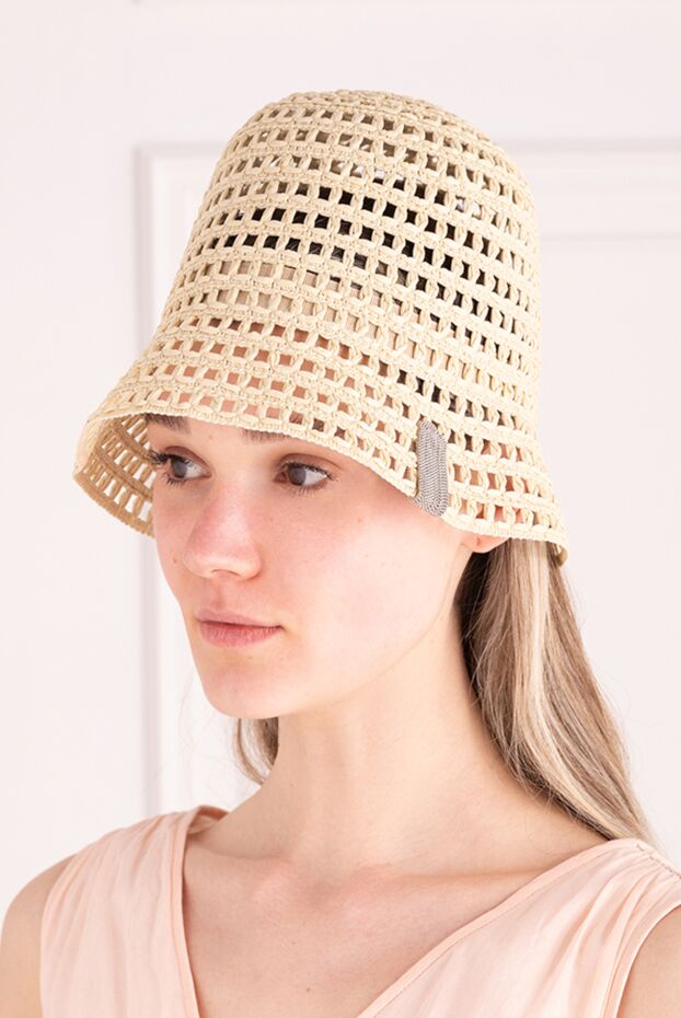 Peserico cream hat with lace texture and textured side trim 176656 - photo 2