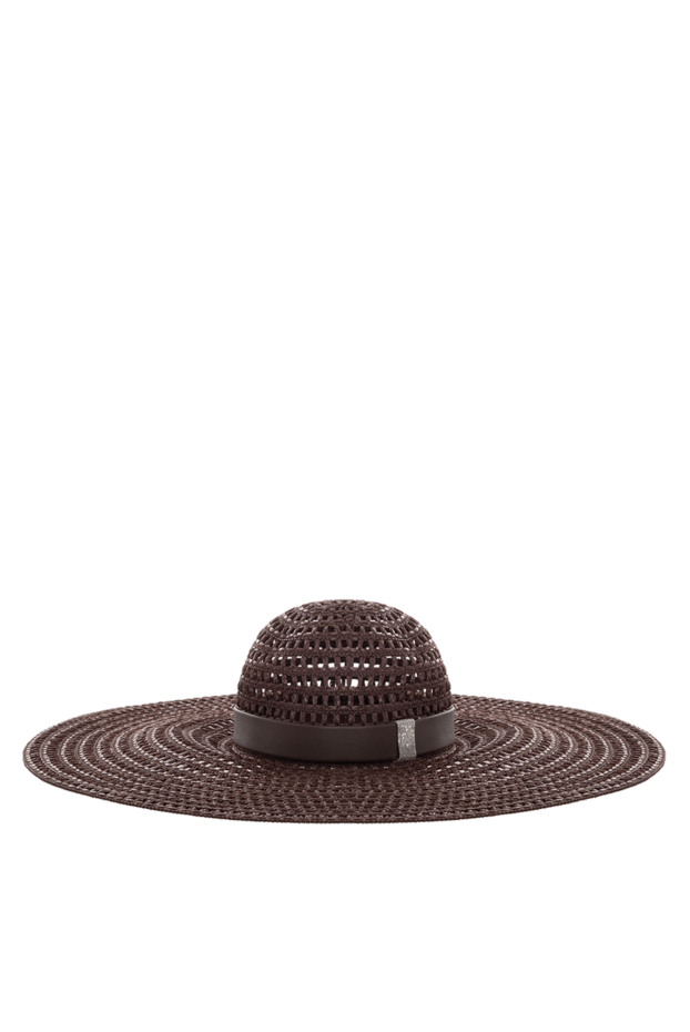 Peserico wide brim hat in woven raffia in chocolate 176657 - photo 1