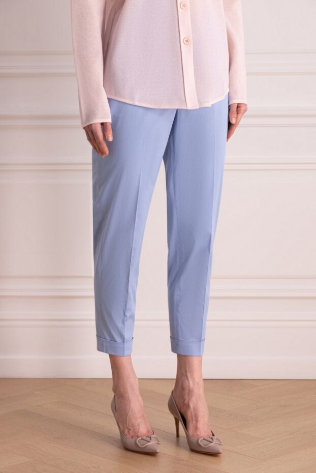 Peserico pants made of cotton and elastane for women blue 176673 - photo 3