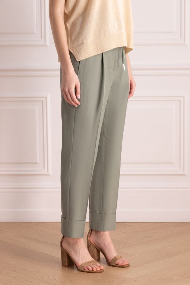 Peserico pants made of cotton and elastane for women green 176676 - photo 3