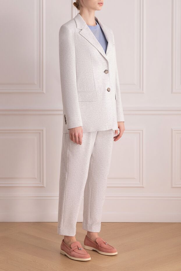 Peserico women's suit with pants made of cotton and polyamide gray 176678 - photo 3