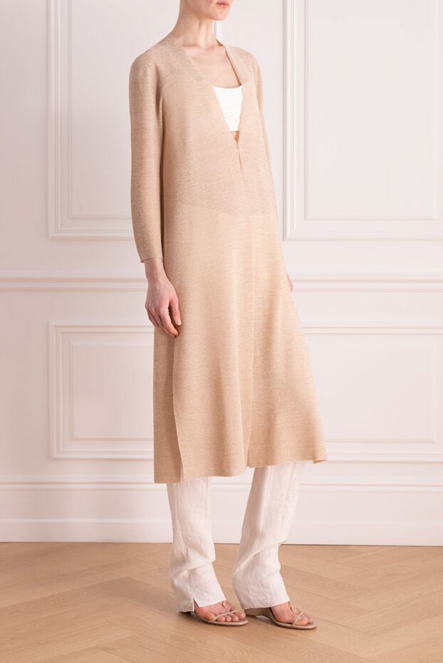 D.Exterior viscose and polyester cardigan for women beige 176752 - photo 3