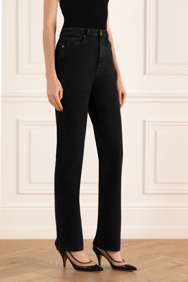 Khaite women's black flared jeans made of thick cotton 176781 - photo 3