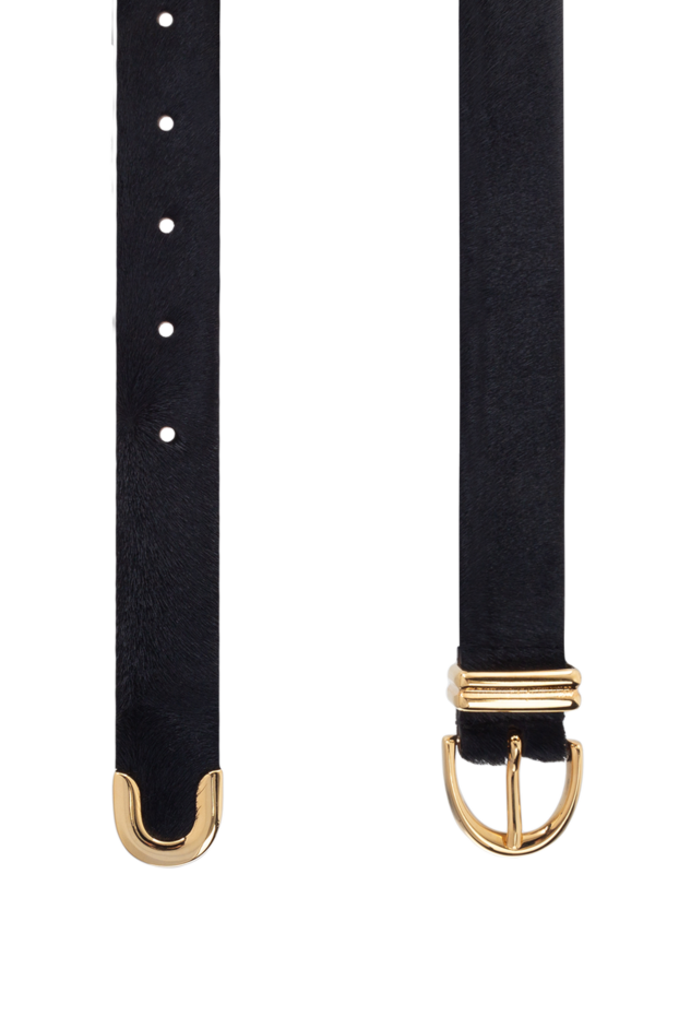 Khaite women's belt made of smooth leather with a pile texture and gold fittings 176798 - photo 3