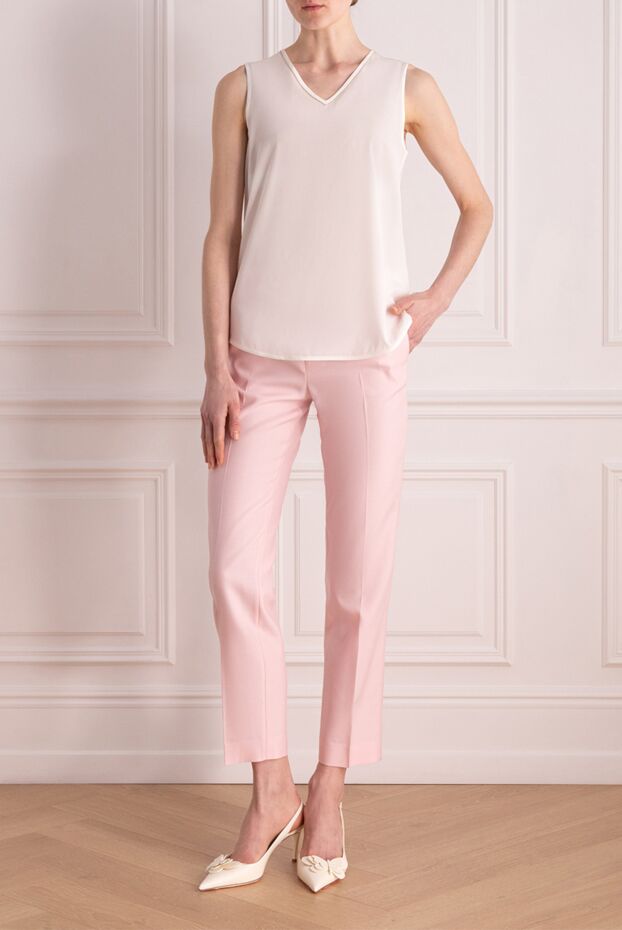 Fabiana Filippi woman women's pink wool and silk trousers buy with prices and photos 176870 - photo 2