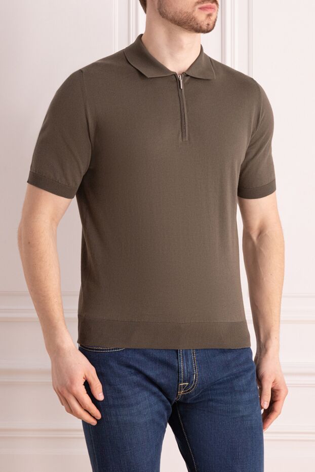 Cesare di Napoli knitted polo with zip fastening in coffee-brown shade 176894 - photo 3