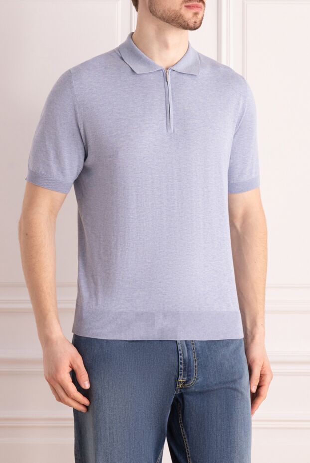 Cesare di Napoli men's short-sleeve polo shirt with no print in light blue 176900 - photo 3