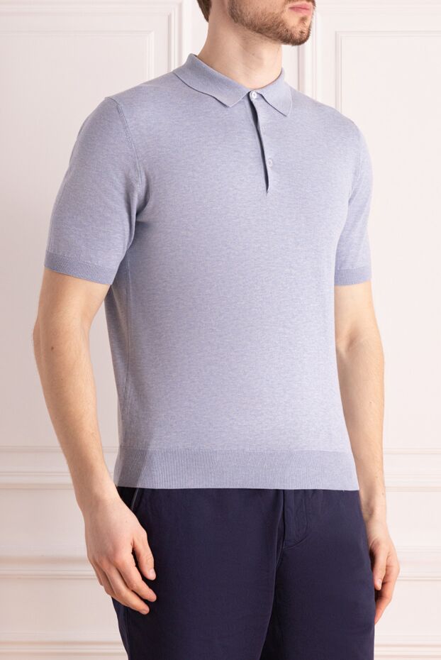 Cesare di Napoli men's light blue cotton polo shirt with buttons 176914 - photo 3