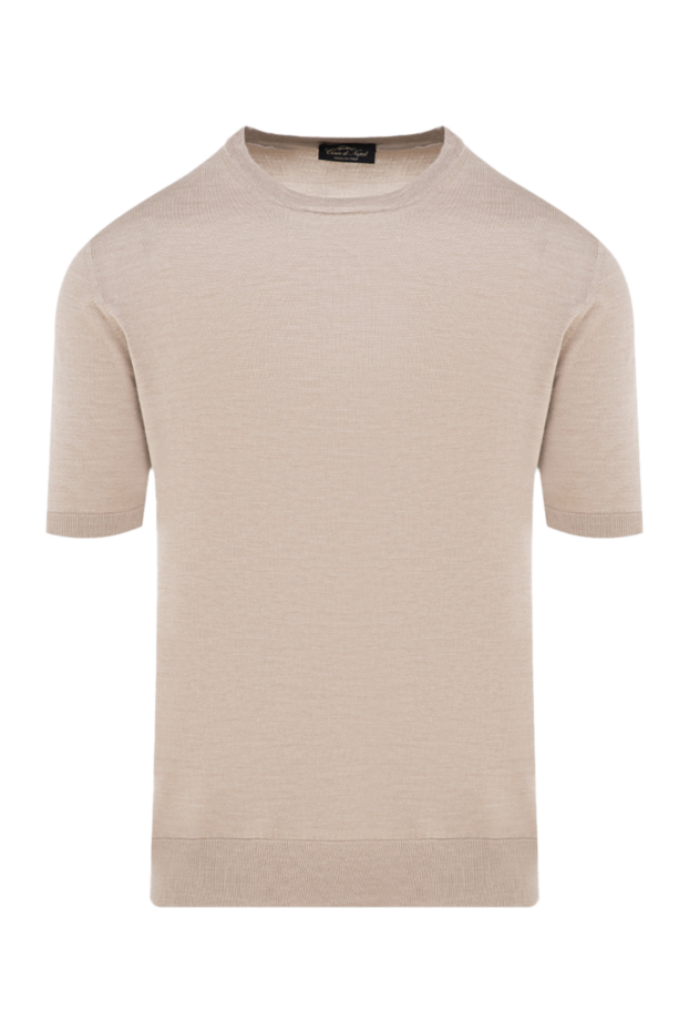 Cesare di Napoli man short sleeve silk jumper for men, beige buy with prices and photos 176945 - photo 1