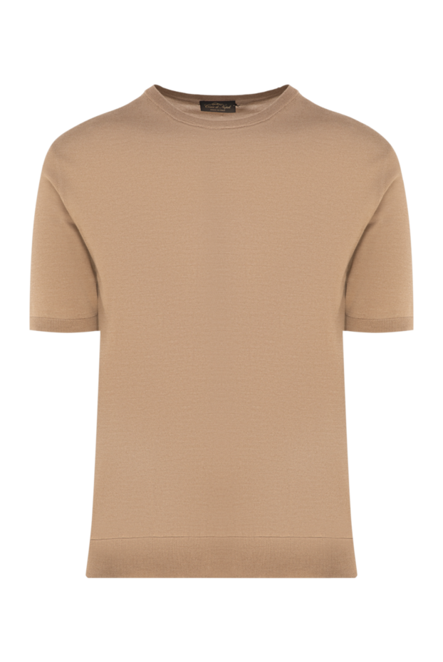 Cesare di Napoli man short sleeve silk jumper for men, beige buy with prices and photos 176946 - photo 1