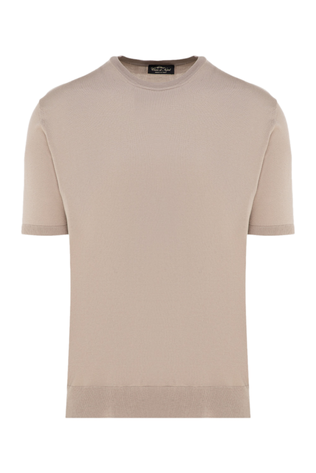 Cesare di Napoli man short sleeve silk jumper for men, beige buy with prices and photos 176948 - photo 1