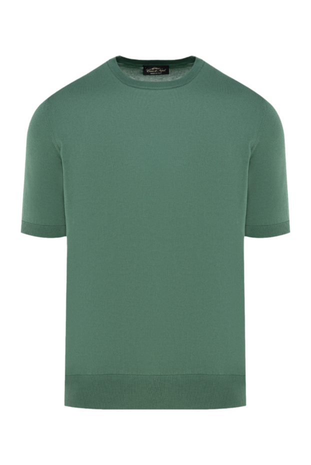 Cesare di Napoli man men's short sleeve silk and cotton jumper green buy with prices and photos 176950 - photo 1