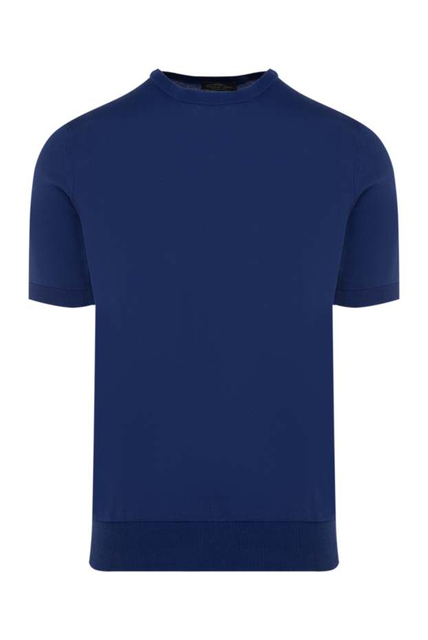 Cesare di Napoli man men's short sleeve silk and cotton jumper blue buy with prices and photos 176954 - photo 1