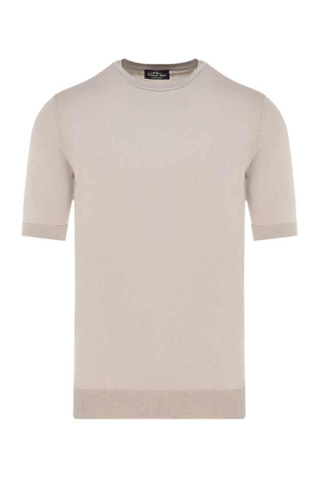 Cesare di Napoli man men's short sleeve silk and cotton jumper, beige buy with prices and photos 176955 - photo 1