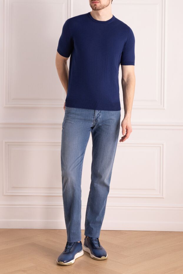 Cesare di Napoli man men's blue short sleeve cotton jumper buy with prices and photos 176959 - photo 2