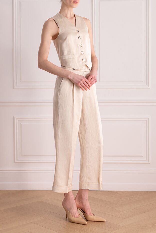 Peserico beige linen suit with buttoned vest women's beige 176968 - photo 3