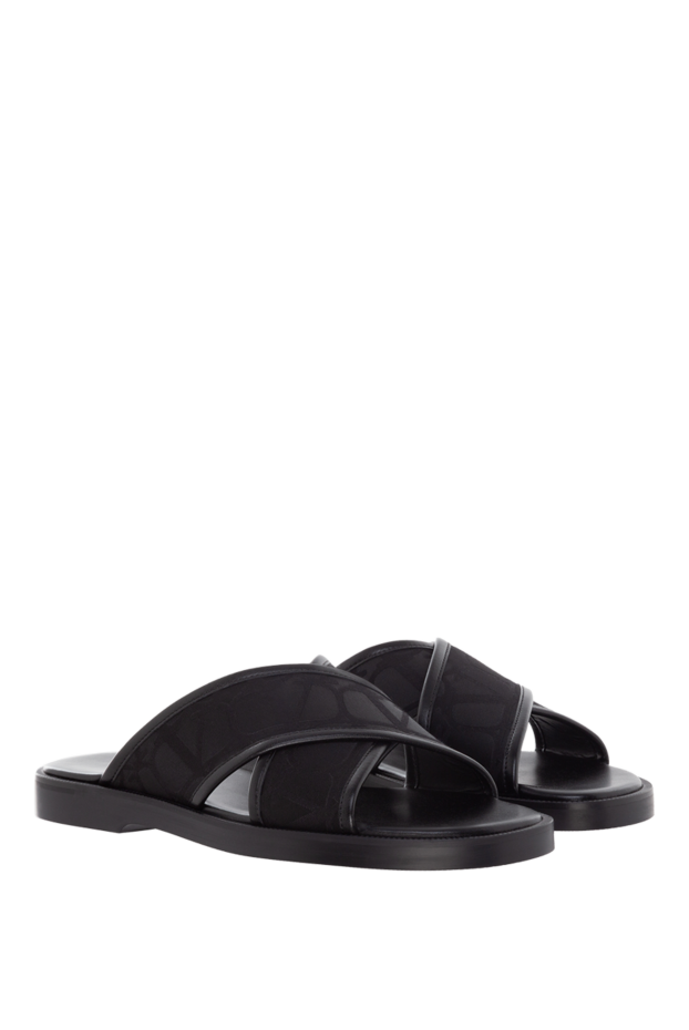 Valentino men's black flat slippers with combined straps 176985 - photo 3