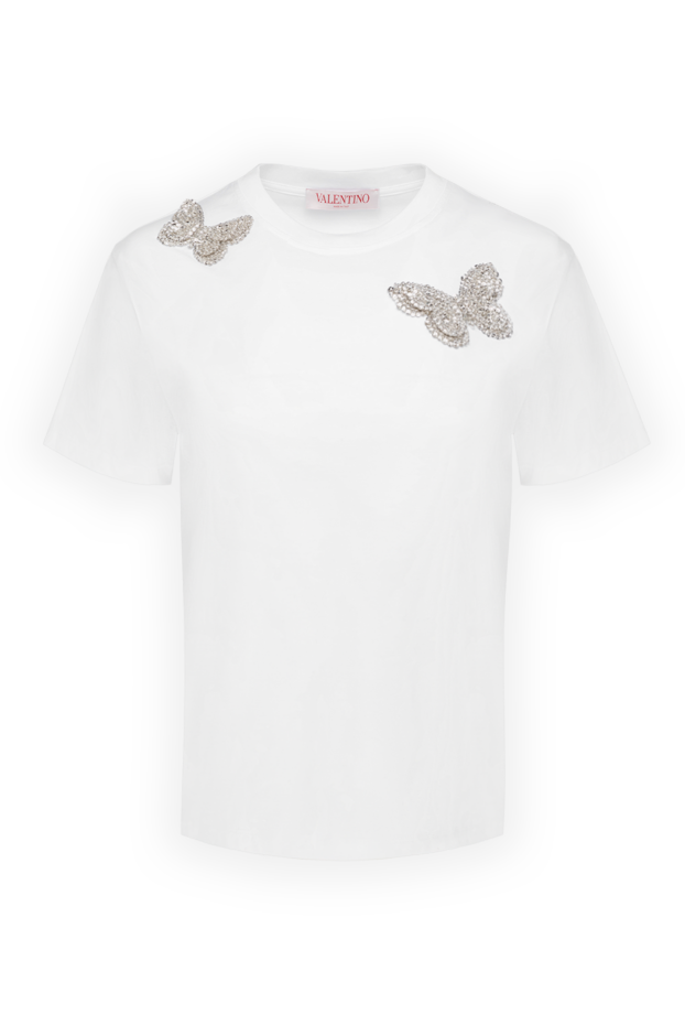 Valentino white t-shirt with butterfly crystal decoration 176997 - photo 1