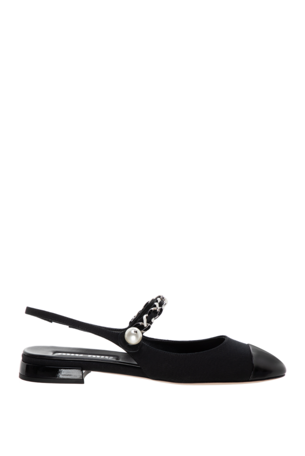 Miu Miu women's cotton and leather mules in black 177008 - photo 1