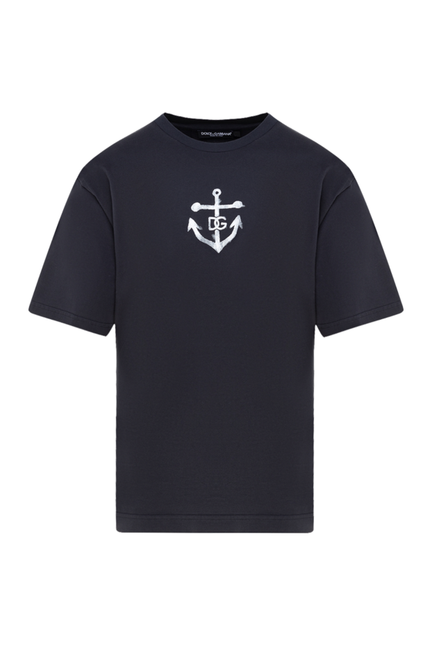 Black T-shirt with a nautical motif and brand logo - photo 1