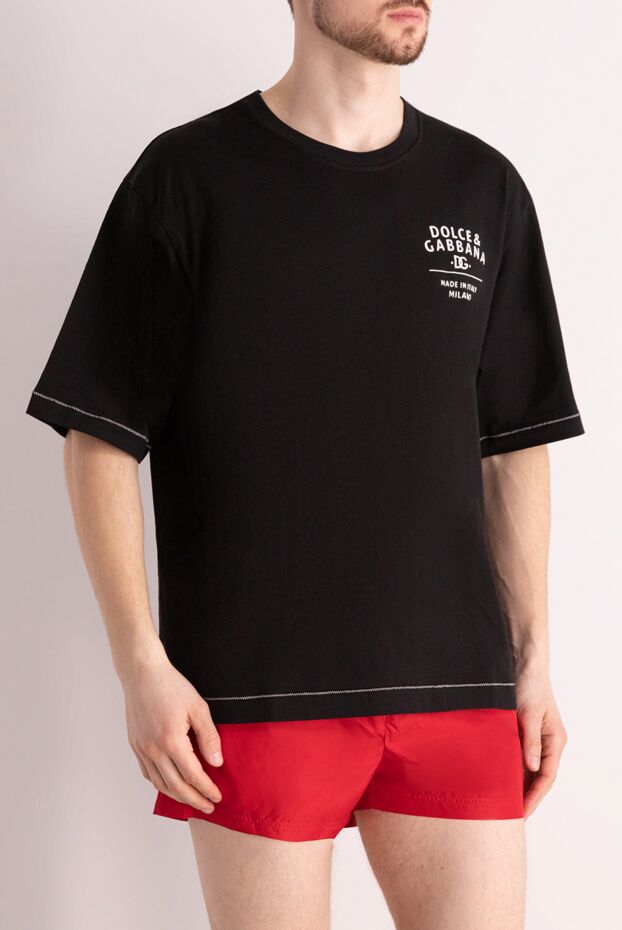 Dolce & Gabbana cotton t-shirt with mini logo and contrast trim 177103 - photo 3