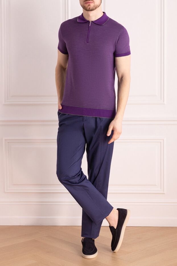 Stefano Ricci blue cotton joggers with pleats and drawstring 177139 - photo 2